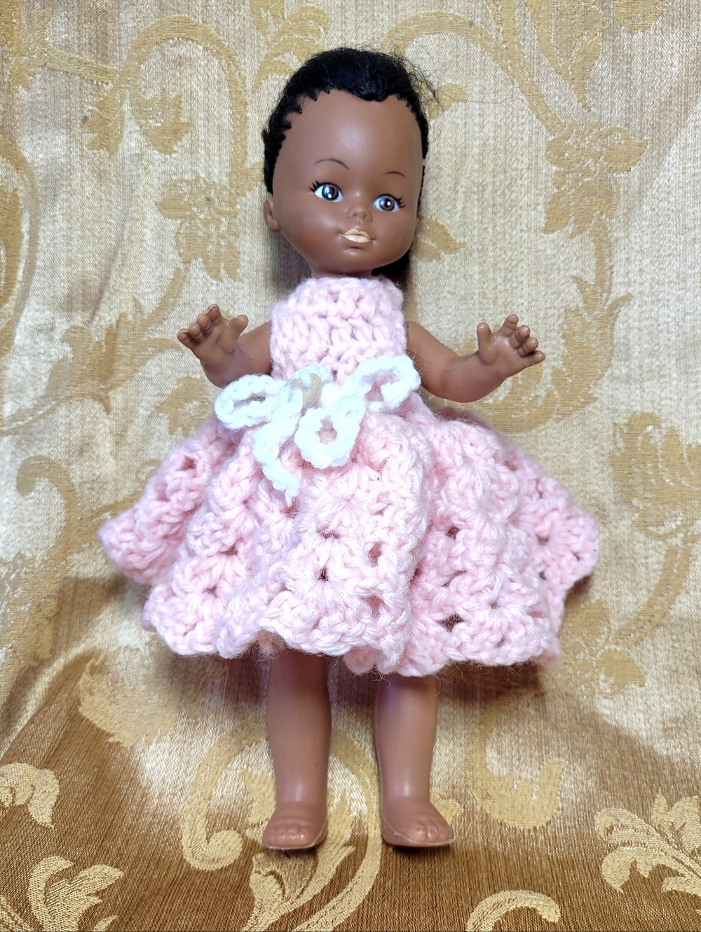 Vintage doll plastic kitschy toy made in Hong Kong African American Girl
